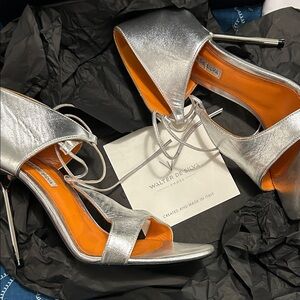 Walter De Silva Silver Nappa Silk Women's Heels